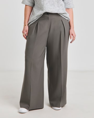 Simply Be Charcoal Tailored Pleated Wide Leg Trousers