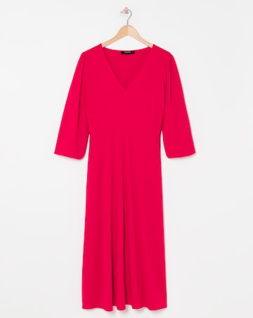 Puff Sleeve Jersey Midi Dress