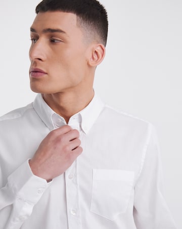 White Long Sleeve Button Down Poplin Shirt