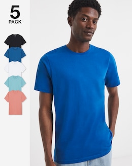 5 Pack Multi Crew Neck T-shirts Long