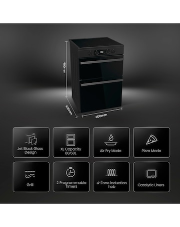 Hisense HDCEIT6C20B 60cm Induction Double Cooker - Black