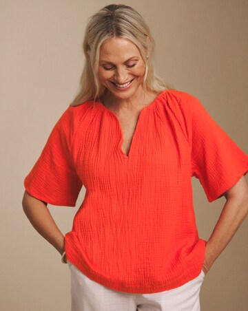 Julipa Short Sleeve Cotton Double Cloth Top