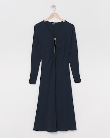 Soft Touch Zip Front Dress With Ruching