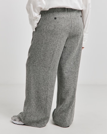 Grey Textured Wide Leg Trousers