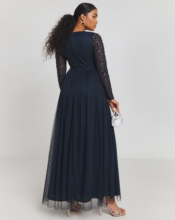 Maya Deluxe Floral Embellished Long Sleeve Maxi Dress