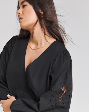 Simply Be Black Embroidered Sleeve Swing Dress
