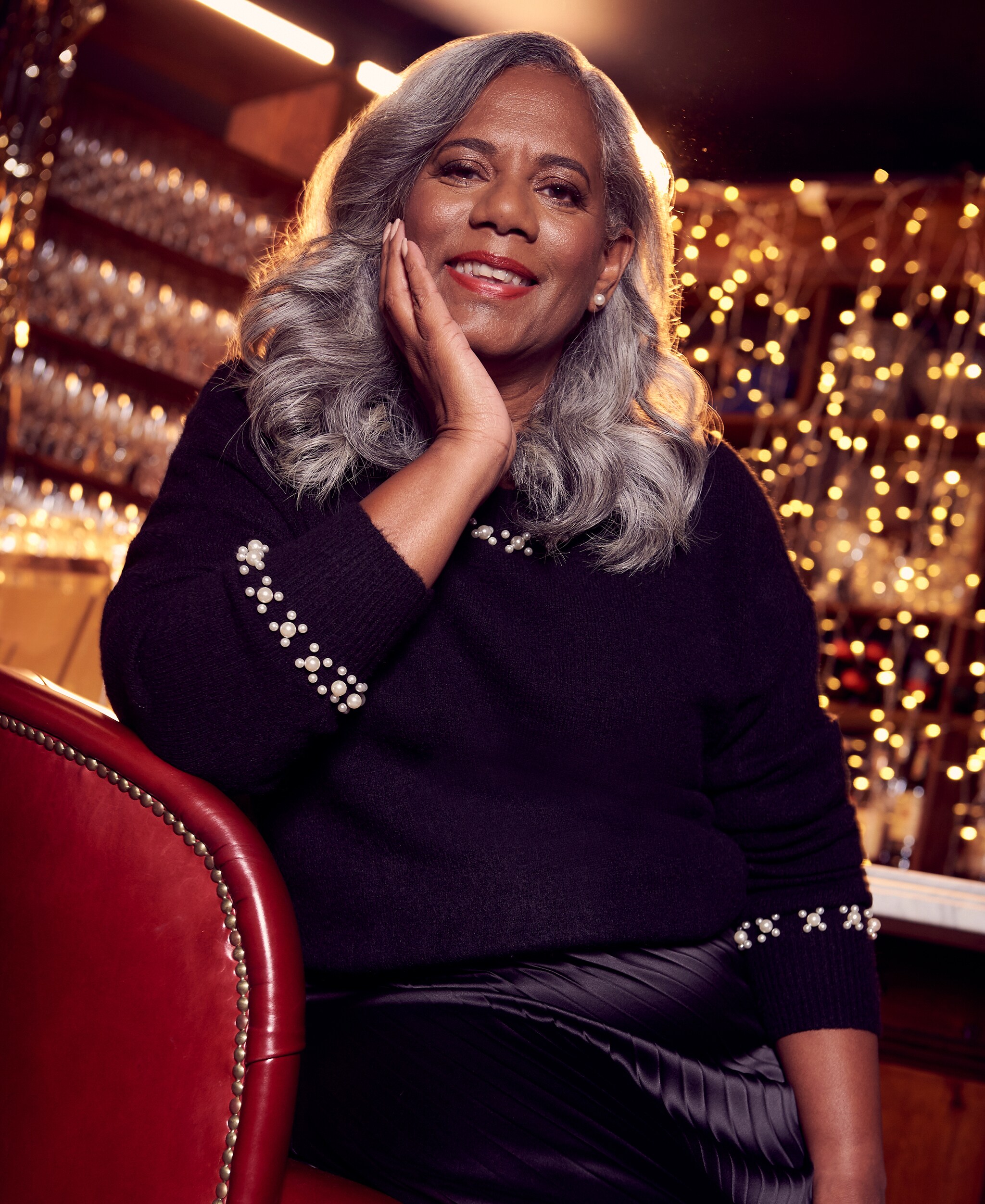 A women wearing a Christmas jumper