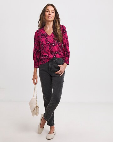 Pink Animal Shirred Back Top