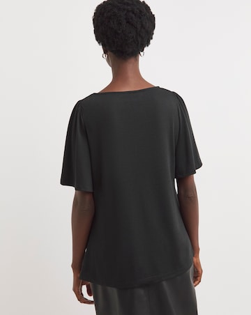 Black Twist Detail Angel Sleeve Top