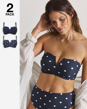 MAGISCULPT 2 Pack Bandeau Bikini Tops Navy/Spot