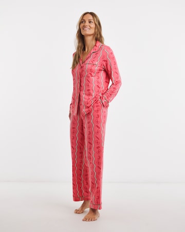 Chelsea Peers Classic Button Up Pyjama Set Pasta Stripe Print