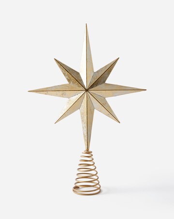Gisela Graham Antiqued Gold Acrylic 8-Point Tree Top Star