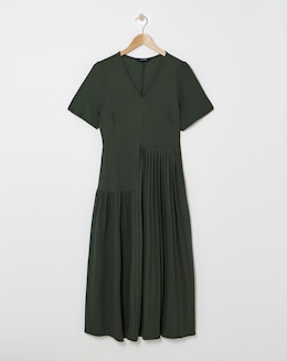 Asymmetric Pleated Panel Maxi Dress