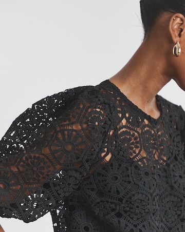 Joanna Hope Crochet Blouse With Puff Sleeves