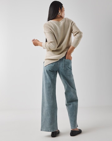 Light Blue Tie Front Wide Leg Jeans