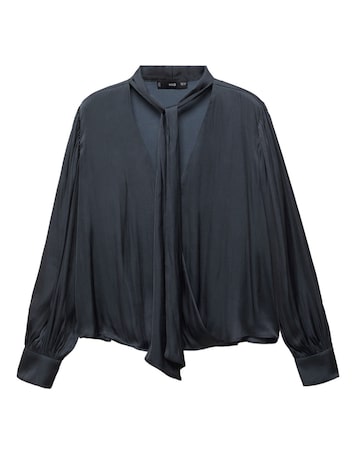 Mango Neck Tie Satin Blouse