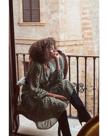 Sosandar Tiered Midi Polka Dress