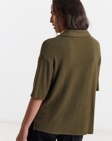 Soft Touch Collared Button Through Top