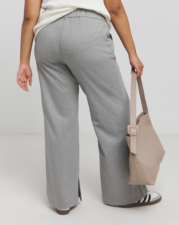 Grey Tailored Jersey Wide Leg Trousers
