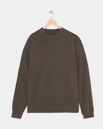 Relaxed Fit Garment Dyed Crew Sweatshirt- Chocolate