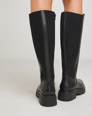 Ashleigh Leather Stretch Panel Boots Extra Wide EEE Fit Standard to Curvy Calf