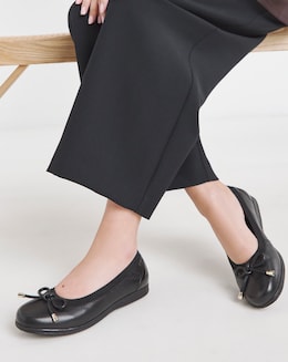Heavenly Soles Zuri Elasticated Topline Ballerinas With Bow - Wide Fit (E)