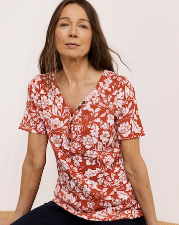 Julipa Cotton Ribbed Henley Top