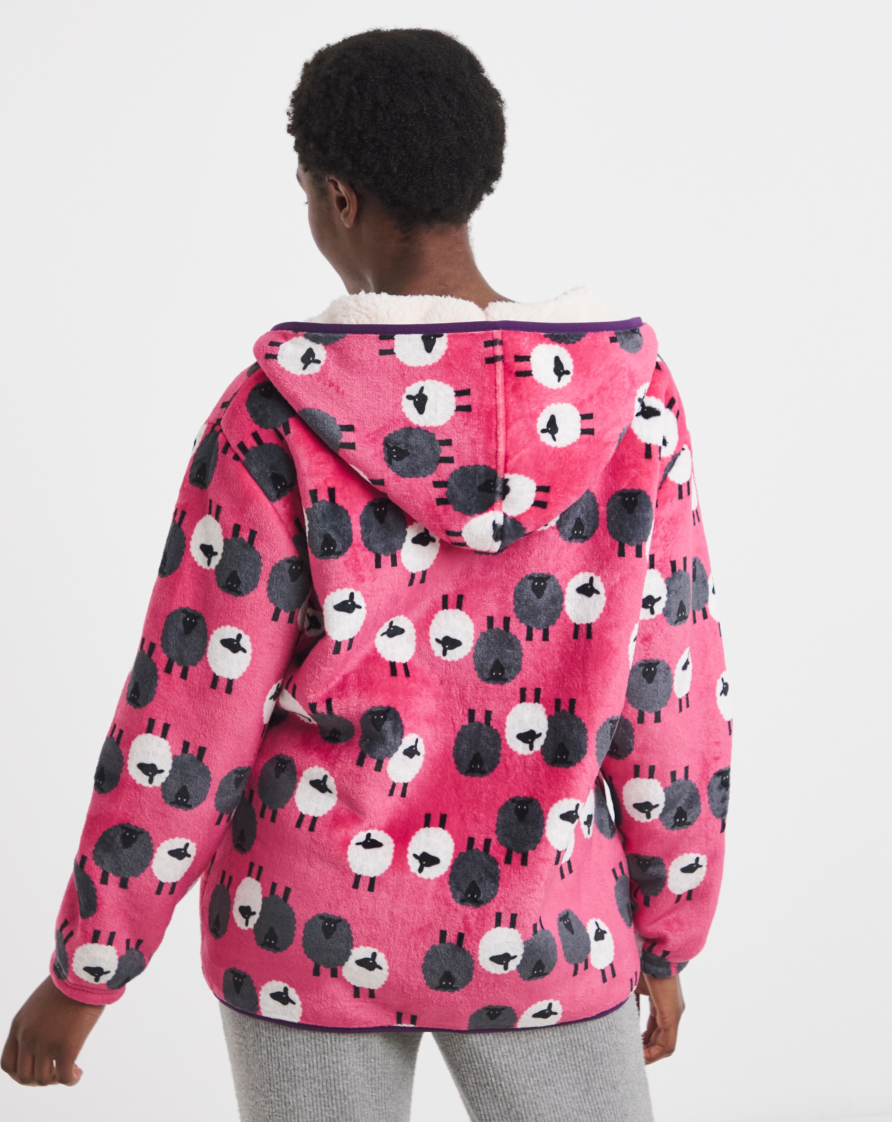 Joe Browns Sheep Print Fleece Zip Up Lounge Cardigan | Ambrose Wilson