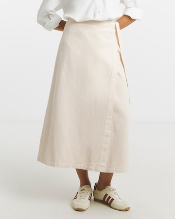 Simply Be Ecru Midaxi Wrap Denim Skirt