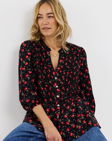 Shirred Button Through Top