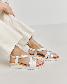 Senna Leather Tubular Sandals -  Wide Fit (E)