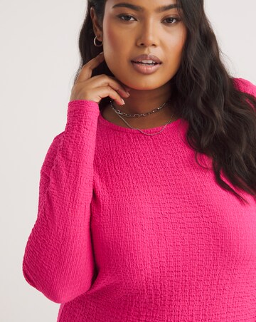 Pink Textured Jersey Midaxi Dress