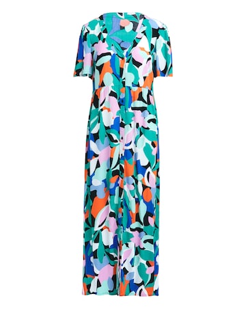 Simply Be Multi Crinkle Button Through Maxi Dress with Pockets