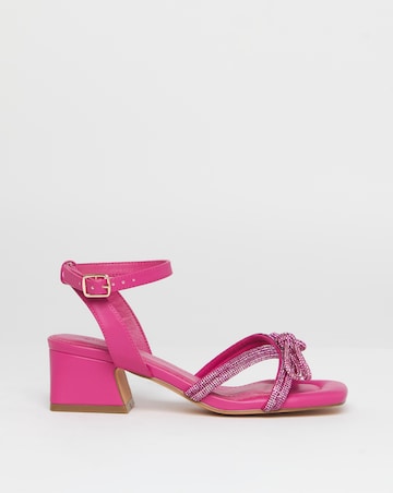 Cassia Diamante Bow Low Block Heel Sandals - Extra Wide Fit (EEE)