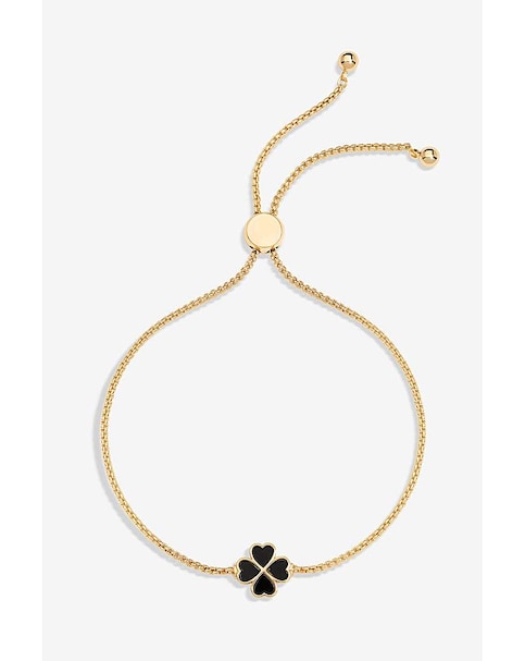 Jon Richard Gold Plated And Jet Enamel Heart Clover Toggle Bracelet