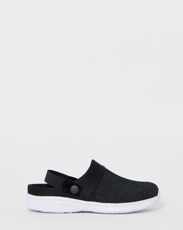 Cushion Walk Black Glitter Back Strap Clogs - Wide Fit (E)