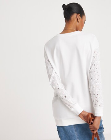 Broderie Long Sleeve Crew Neck Sweatshirt
