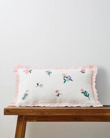 Ivy Floral Embroidered Boudoir Cushion
