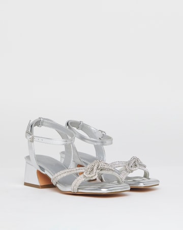 Cassia Diamante Bow Low Block Heel Sandals - Extra Wide Fit (EEE)