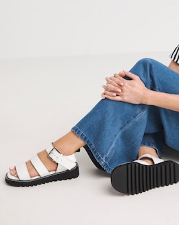 Lyla Leather Chunky Buckle Sandals - Extra Wide Fit (EEE)