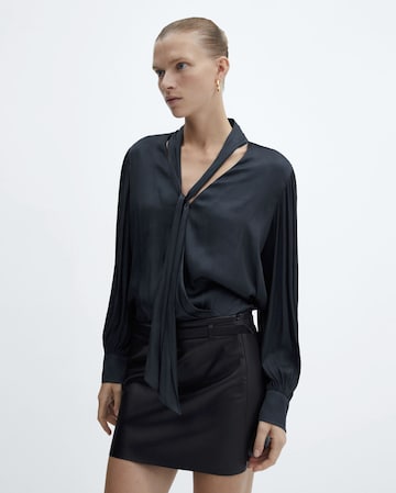 Mango Neck Tie Satin Blouse