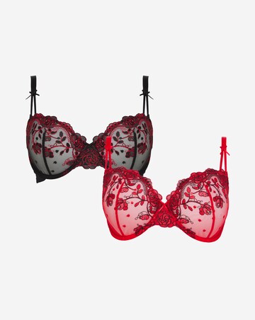 2 Pack Emily Everyday Embroidered Balcony Bras