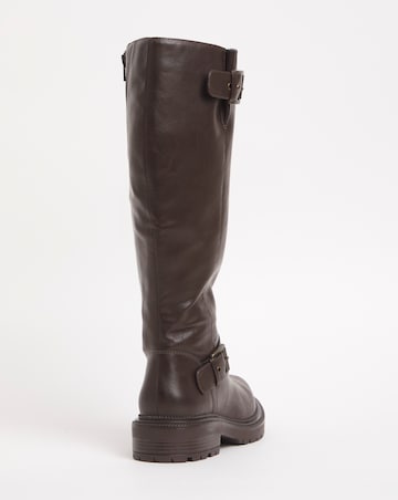 Eden Buckle Detail Knee High Boots Extra Wide EEE Fit Curvy Calf
