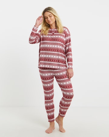 Simply Be Brushed Rib Lounge Set Fairisle