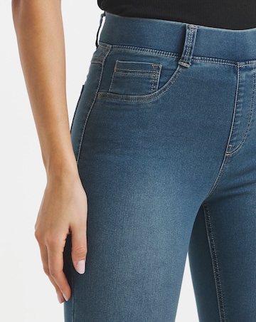 Amber Mid Blue Pull On Skinny Jeggings