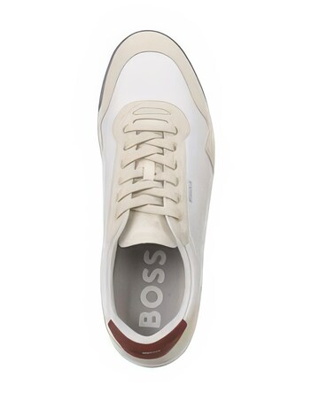 BOSS Titanium Suede & Leather Trainer - White