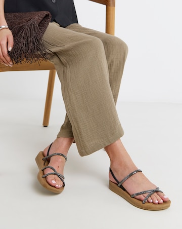 Bianca Sparkly Strapped Comfort Sandals - Wide Fit (E)