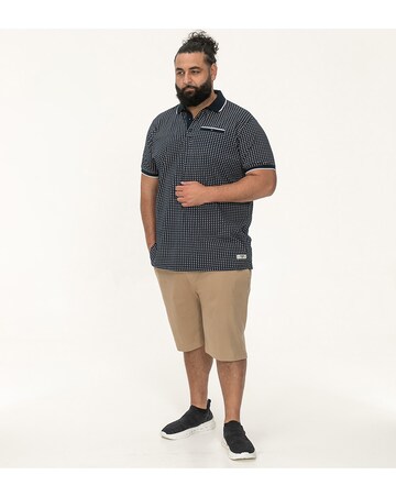 D555 Big And Tall Coventry Allover Print Polo Shirt With Jacquard Collar - Navy