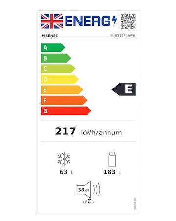 Hisense RIB312F4AWE Integrated Fridge Freezer- E Rated