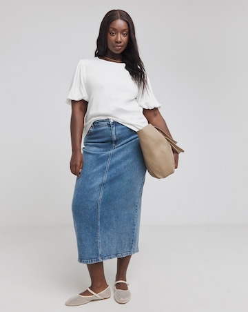 White Poplin Puff Sleeve T-Shirt